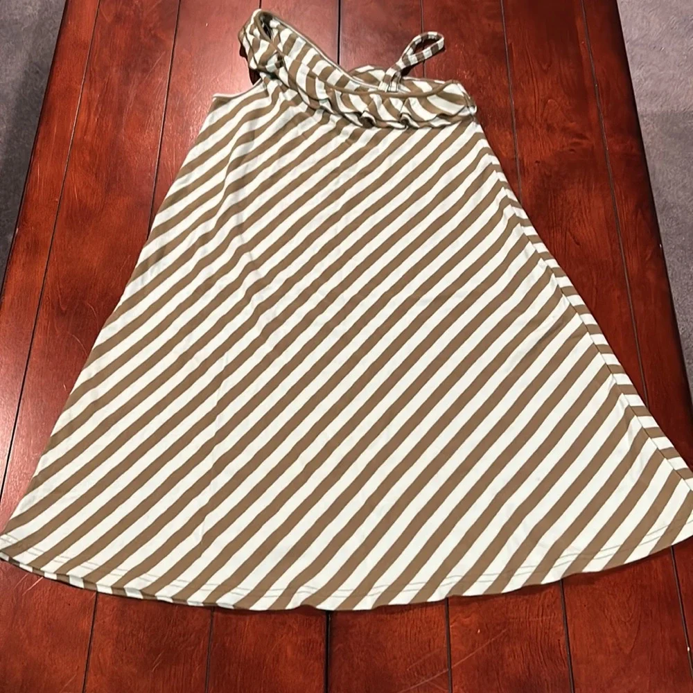 Gymboree Beach Shack Striped One Shoulder Dress Aqua Olive Size 10